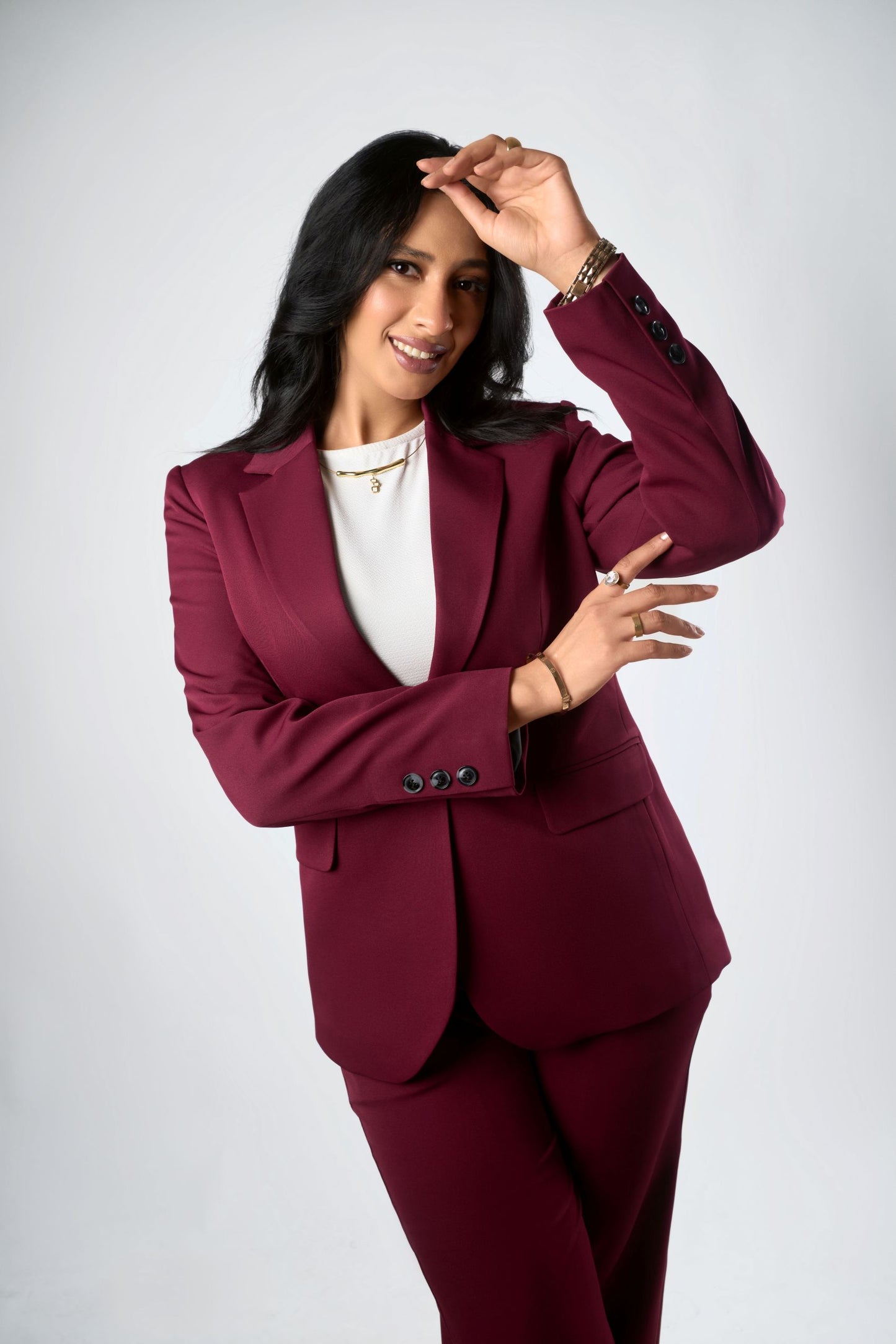 Burgundy Relaxed Fit Blazer & Drawstring Trousers Set