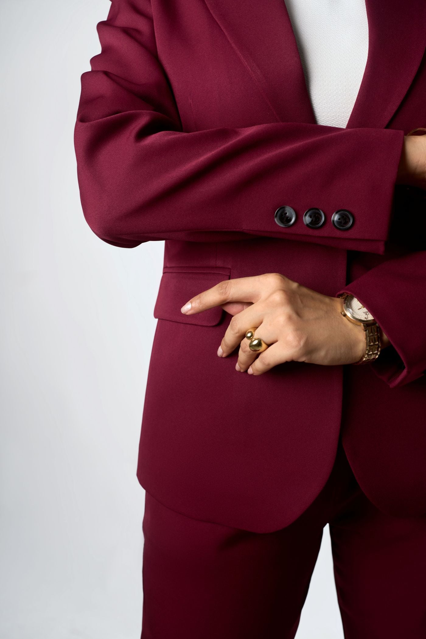 Burgundy Relaxed Fit Blazer & Drawstring Trousers Set