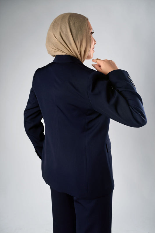 Women's Navy Single-Breasted Blazer