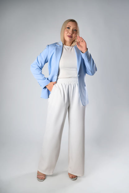 Baby Blue Relaxed Fit Blazer & Drawstring Trousers Set